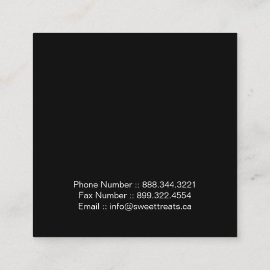 Schattigee en grillige cupcake bakkerij Visitekaar Vierkante Visitekaartje (Achterkant)