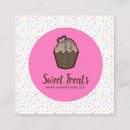 Schattigee en grillige cupcake bakkerij Visitekaar Vierkante Visitekaartje