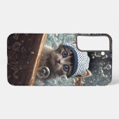 Schattigee en grillige kat in bad telefoon samsung galaxy hoesje (Achterkant horizontaal)