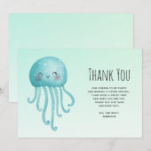 Schattigee en Happy Blue-Green Jellyfish Bedankkaart (Voorkant / Achterkant)