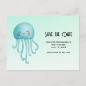 Schattigee en Happy Blue-Green Jellyfish Bewaar de Uitnodiging Briefkaart (Voorkant)