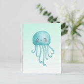 Schattigee en Happy Blue-Green Jellyfish Briefkaart (Staand voorkant)