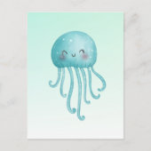Schattigee en Happy Blue-Green Jellyfish Briefkaart (Voorkant)