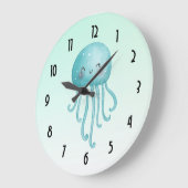 Schattigee en Happy Blue-Green Jellyfish Grote Klok (Hoek)