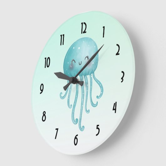 Schattigee en Happy Blue-Green Jellyfish Grote Klok (Hoek)