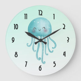 Schattigee en Happy Blue-Green Jellyfish Grote Klok