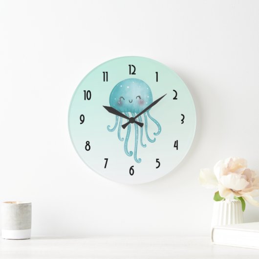 Schattigee en Happy Blue-Green Jellyfish Grote Klok (Huis)