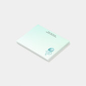 Schattigee en Happy Blue-Green Jellyfish Post-it® Notes (Schuin)