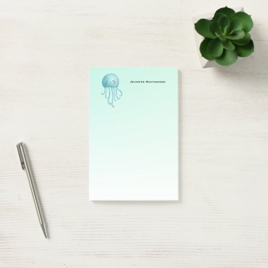 Schattigee en Happy Blue-Green Jellyfish Post-it® Notes (Kantoor)