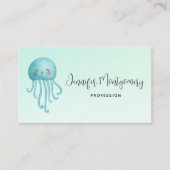 Schattigee en Happy Blue-Green Jellyfish Visitekaartje (Voorkant)