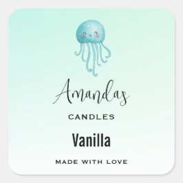 Schattigee en Happy Jellyfish Candle Business Vierkante Sticker
