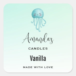 Schattigee en Happy Jellyfish Candle Business Vierkante Sticker