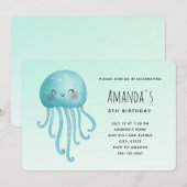 Schattigee en Happy Jellyfish Verjaardag Kaart (Voorkant / Achterkant)