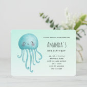 Schattigee en Happy Jellyfish Verjaardag Kaart (Staand voorkant)