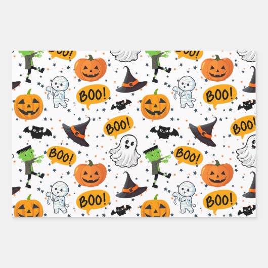 Schattigee en klassieke Halloween vibes in Sinaasa Inpakpapier Vel (Voorkant 2)