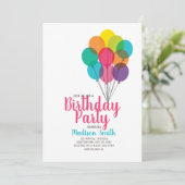 Schattigee en kleurrijke ballonnen verjaardagsuitn kaart (Staand voorkant)