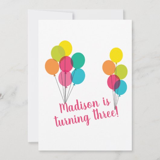 Schattigee en kleurrijke ballonnen verjaardagsuitn kaart (Achterkant)