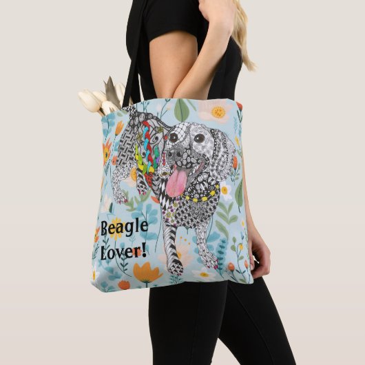 Schattigee en kleurrijke Beagle Lover Canvas tas (Dichtbij)
