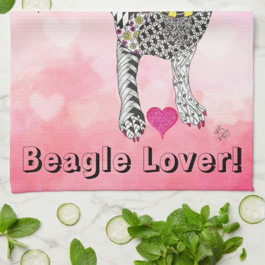 Schattigee en kleurrijke Beagle Lover Keukenhanddo Theedoek (Gevouwen)