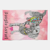 Schattigee en kleurrijke Beagle Lover Keukenhanddo Theedoek (Horizontaal)