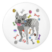 Schattigee en kleurrijke Boston Terrier deurknop Keramische Knop (Voorkant)