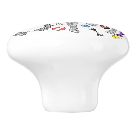 Schattigee en kleurrijke Boston Terrier deurknop Keramische Knop (Zijkant)