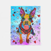 Schattigee en kleurrijke Boston Terrier Fleece Bla Deken (Voorkant)