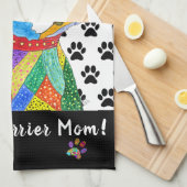 Schattigee en kleurrijke Boston Terrier Mom keuken Theedoek (Quarter Fold)