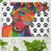 Schattigee en kleurrijke Boxer Dog Keuken Handdoek (Gevouwen)