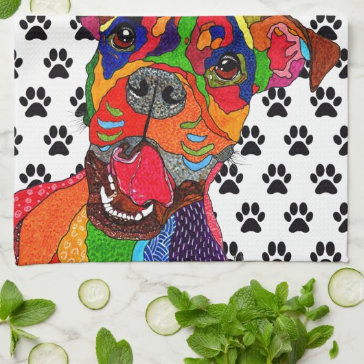 Schattigee en kleurrijke Boxer Dog Keuken Handdoek