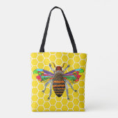 Schattigee en kleurrijke Bumble Bee Canvas tas (Achterkant)