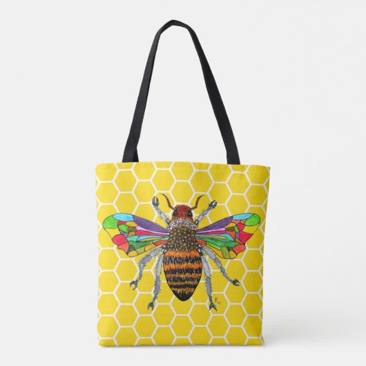 Schattigee en kleurrijke Bumble Bee Canvas tas (Achterkant)
