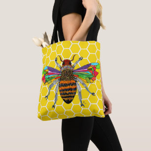 Schattigee en kleurrijke Bumble Bee Canvas tas