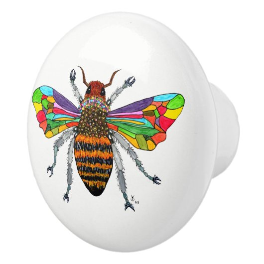 Schattigee en kleurrijke Bumble Bee Deurknop Keramische Knop (Rechts)