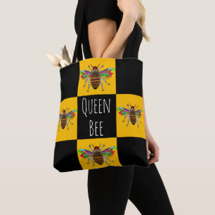 Schattigee en kleurrijke Bumble Bee Honey Bee Canv Tote Bag