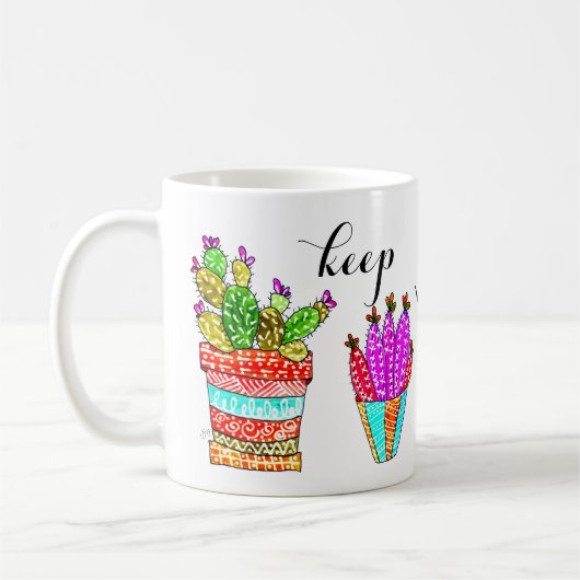 Schattigee en kleurrijke Cacti Keep Life Simple Mo Koffiemok (Links)