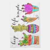 Schattigee en kleurrijke Cacti keukenhanddoek (Verticaal)