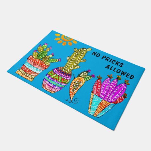 Schattigee en kleurrijke Cactus Floral Doormat Deurmat (Schuin)