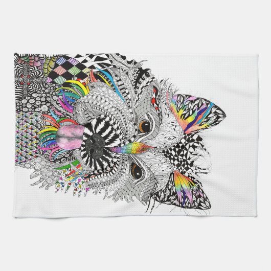 Schattigee en kleurrijke Cairn Terrier keukenhandd Theedoek (Horizontaal)