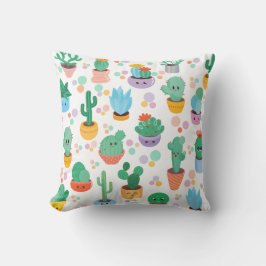 Schattigee en kleurrijke Cartoon cactussen in vers Kussen