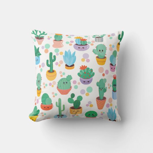 Schattigee en kleurrijke Cartoon cactussen in vers Kussen (Voorkant)