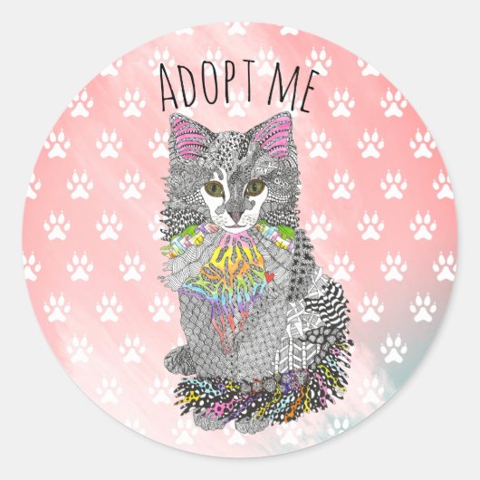 Schattigee en kleurrijke Cat Adopteer Me Sticker (Voorkant)