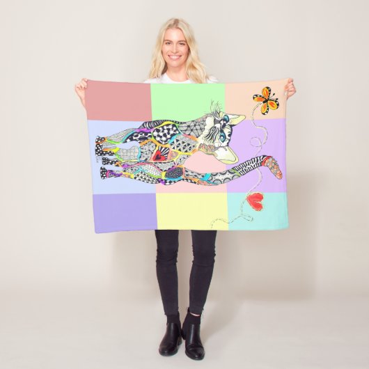 Schattigee en kleurrijke Cat Fleece Deken (In situ)