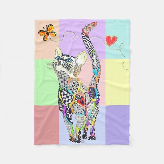 Schattigee en kleurrijke Cat Fleece Deken (Voorkant)
