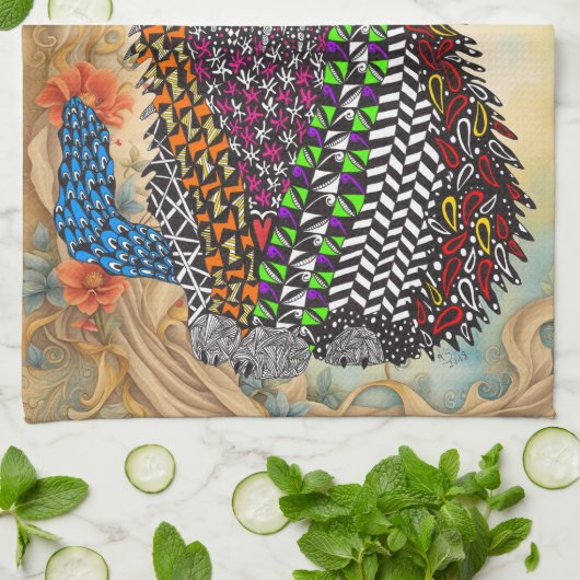 Schattigee en kleurrijke Cat Floral Keukenhanddoek (Gevouwen)