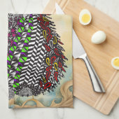 Schattigee en kleurrijke Cat Floral Keukenhanddoek (Quarter Fold)