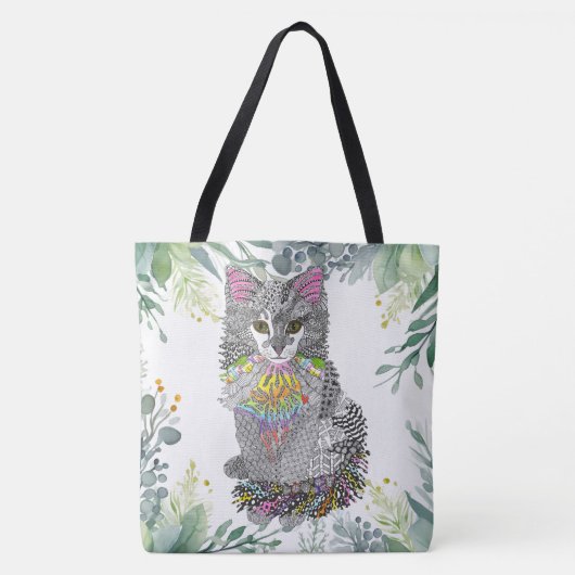 Schattigee en kleurrijke Cat Kitten Canvas tas (Voorkant)