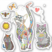 Schattigee en kleurrijke Cat Vinyl Stickers (Voorkant)