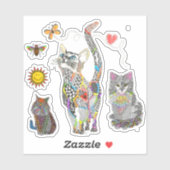 Schattigee en kleurrijke Cat Vinyl Stickers (Vel)