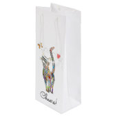 Schattigee en kleurrijke Cat Wine Bag Wijn Cadeautas (Voorkant Gekanteld)